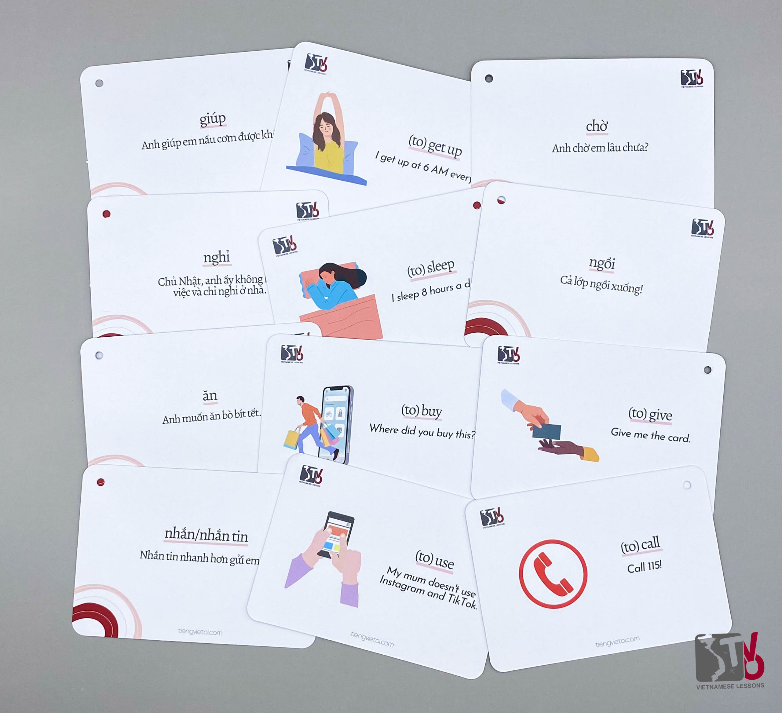 Vietnamese Basic Verbs Flashcards 10 Vietnamese Basic Verbs Flashcards - Tieng Viet Oi